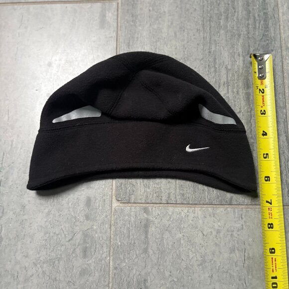 Nike Therma-Fit Fleece Reflective Running Beanie Cap Ear Flap Black One Size - Picture 7 of 7